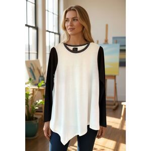 Serena Williams Signature Statement Super Soft Top White Black Long Sleeve Small